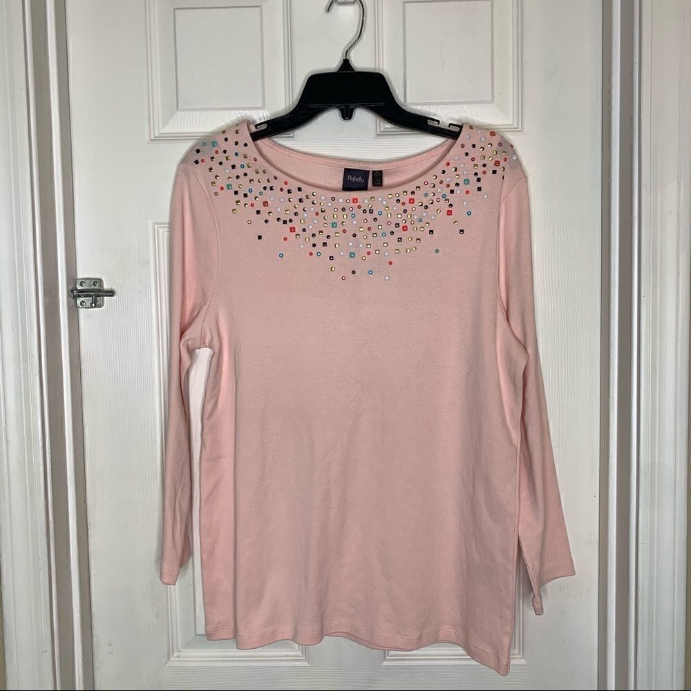Rafaella Jeweled Top Size XL Chintz Rose Color